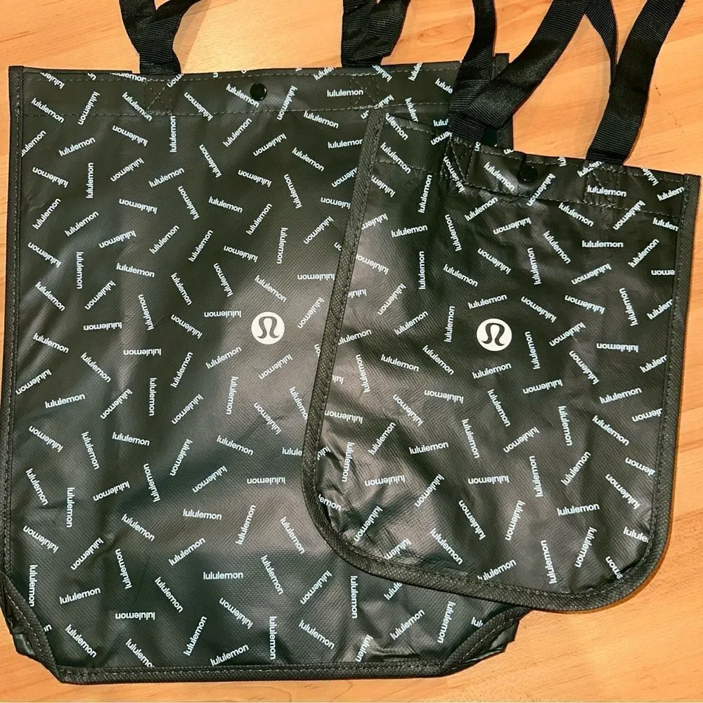 Bundle 2 Lululemon Holiday Reusable Shopping Gift Bag Totes - Green - Picture 3 of 6